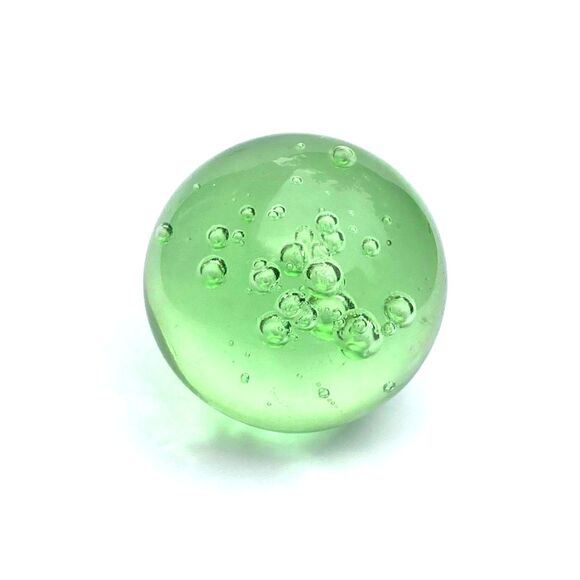 Glass sphere paperweight 3 1/2" clear green controlled bubble ball 2# 3 oz - Picture 2 of 6